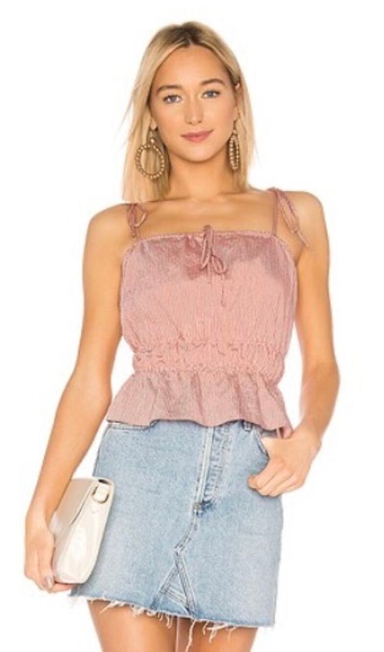 Lovers + Friends Revolve Hallie Top Blouse in Burnt Red Striped Sleeveless Med